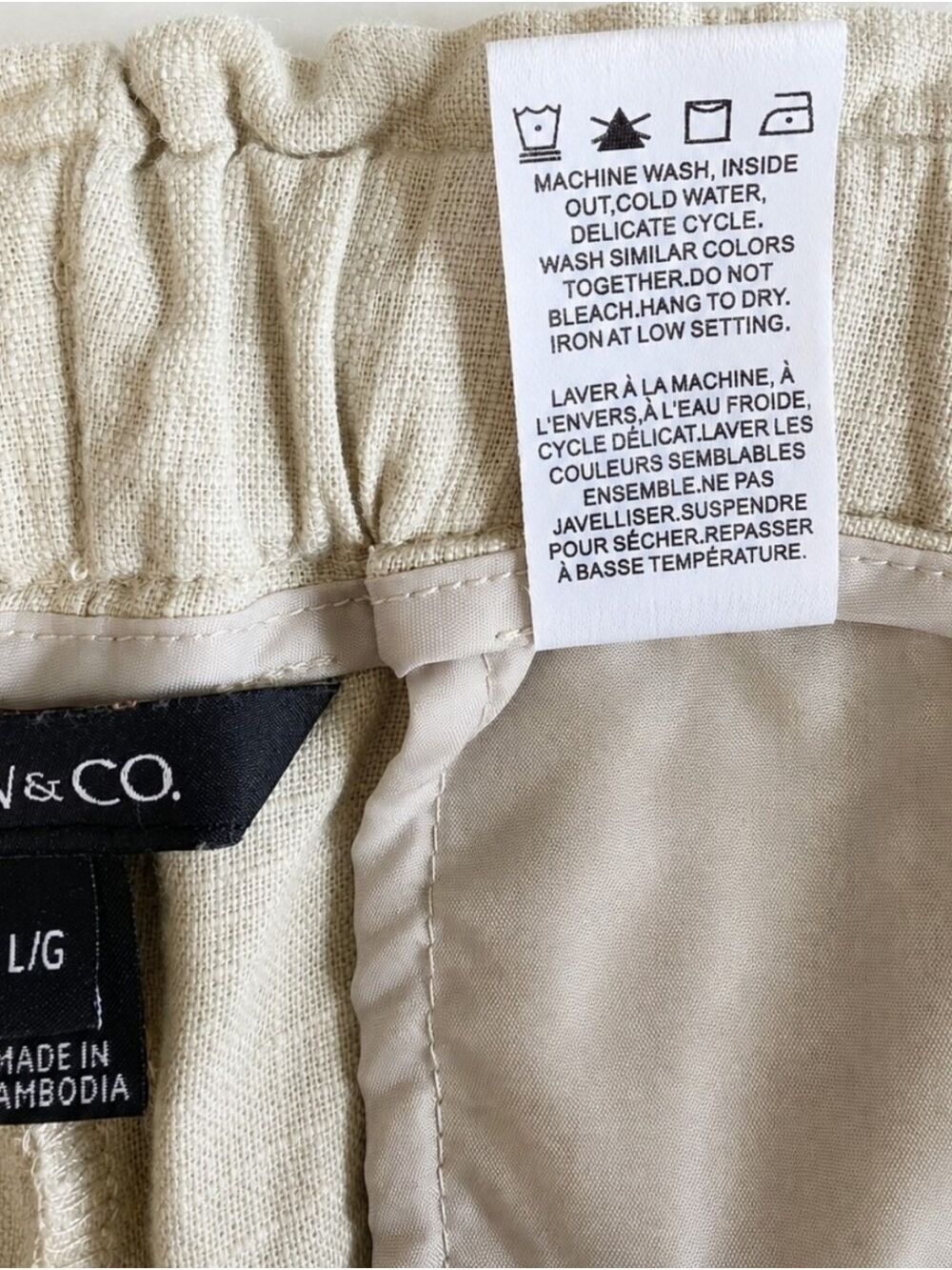 RW&CO Linen Blend Pull On Pants Large Beige Drawstring Ankle Pants - Picture 8 of 8